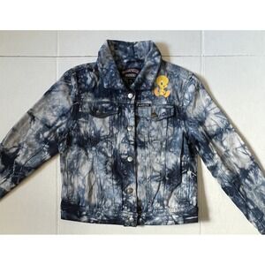 MEMBERS ONLY LOONEY TUNES TWEETY BIRD -Women's Acid Washed Denim Jacket - Medium